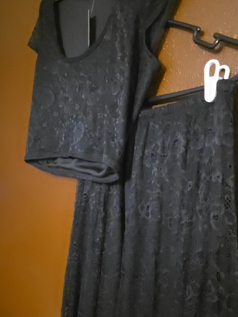 torrid Black Lace Maxi Skirt and Cropped Top Set Size L/12 - Picture 3 of 5